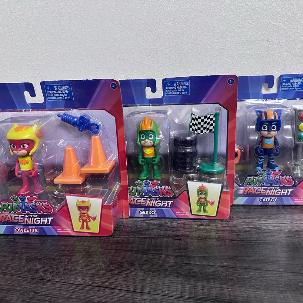 3 PJ Masks Race Night Play Sets Unopened